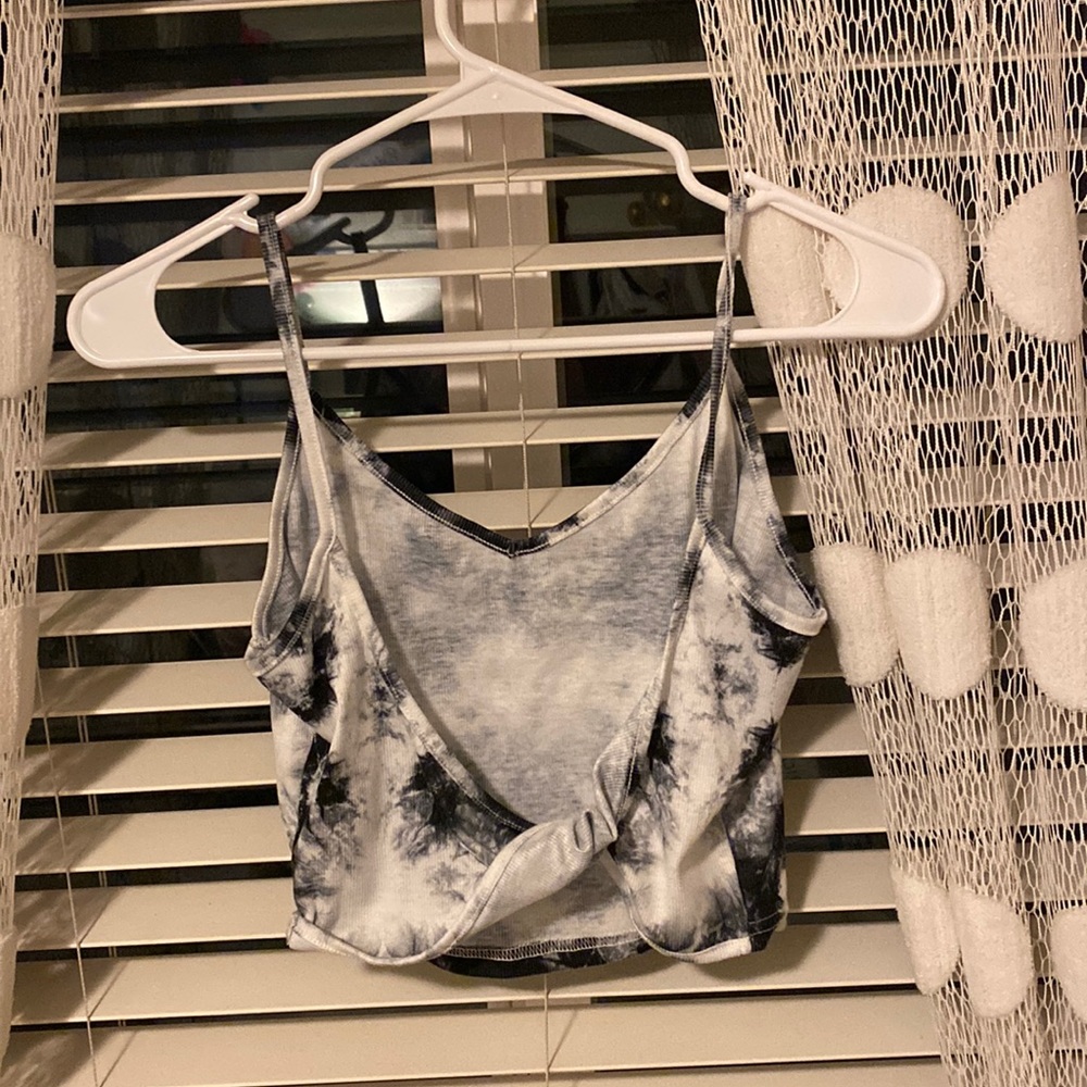 Black and white tie dye twisted in the back tank top